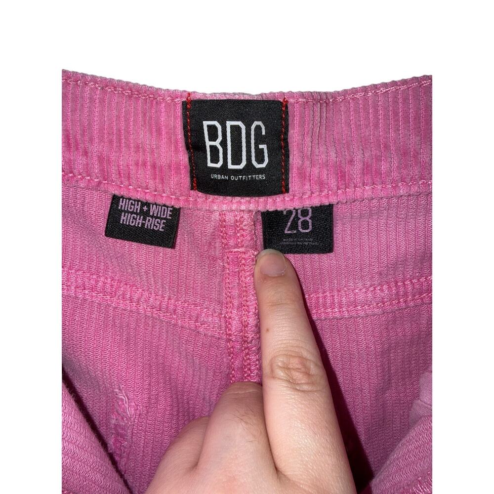 BDG Urban Outfitters High & Wide Pink Corduroy Pants - Size 28 - Picture 2 of 6